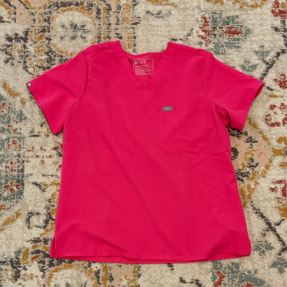 Figs Catarina Scrub Top - Shocking Pink